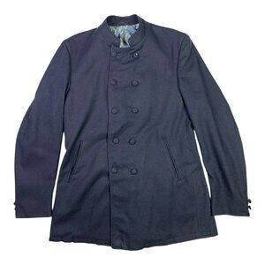 Vintage 70s P&S Picariello & Singer Men's Black Wool Double-Breasted Jacket